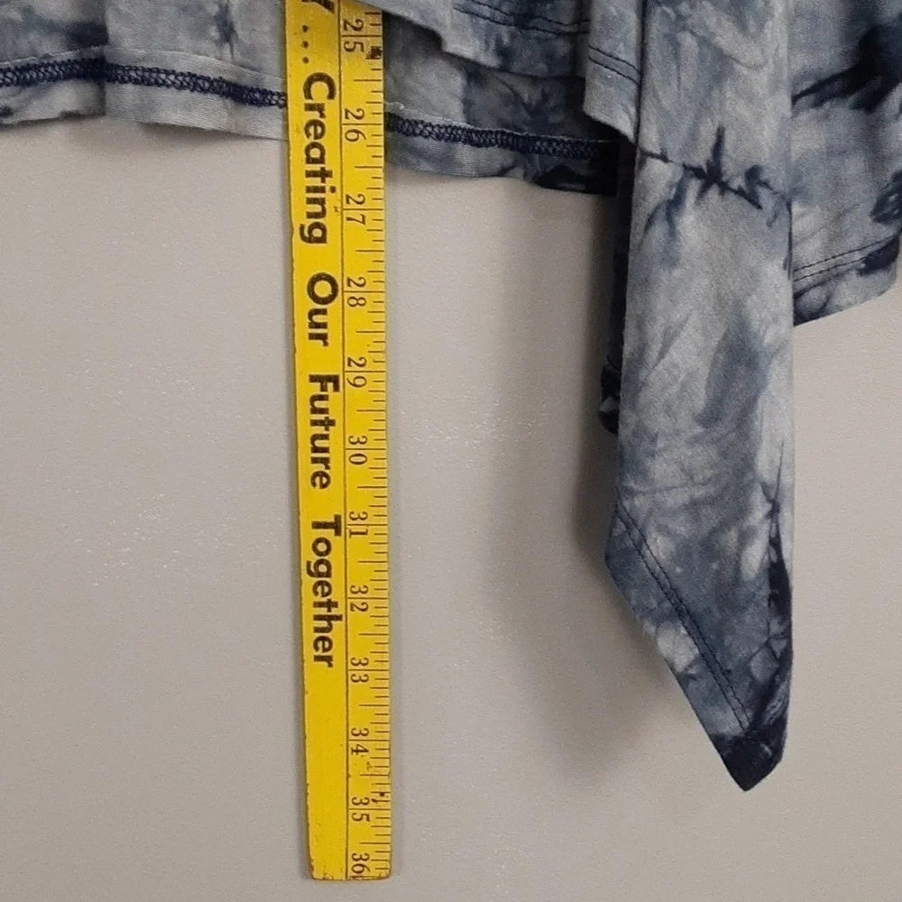 Biagio Boho Blue Waterfall Tie Dye Open Draped Cardigan Sweater